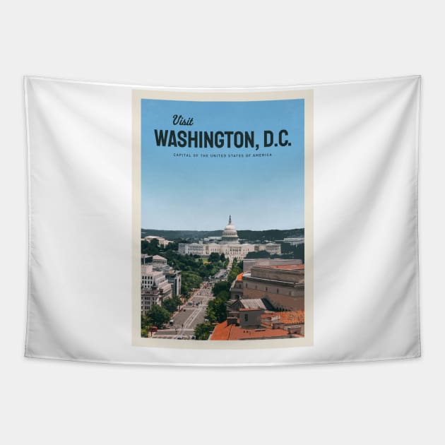 Visit Washington, D.C. Tapestry by Mercury Club