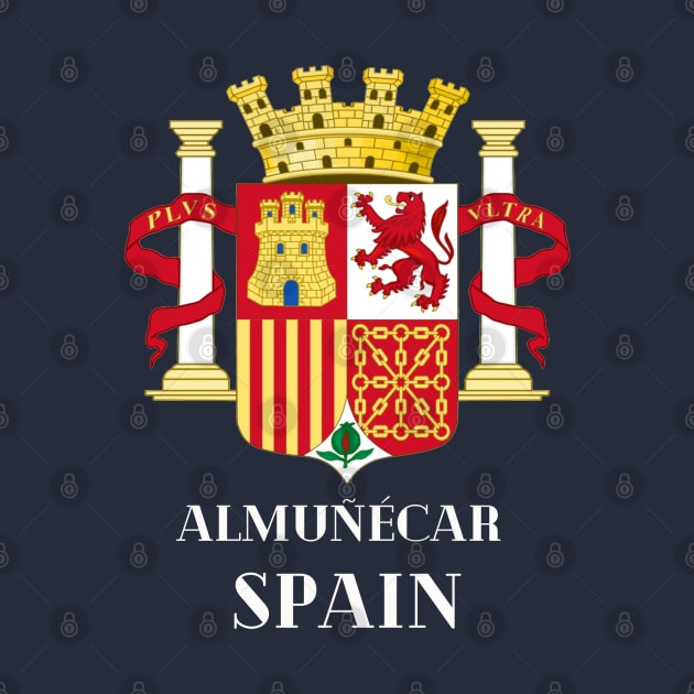 Almuñécar Spain. White text. Gift Ideas For The Spanish Travel Enthusiast. by Papilio Art