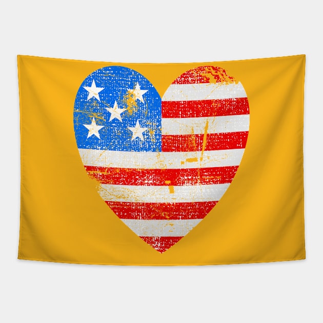 Heart-Shaped American Flag Tapestry by Blended Designs