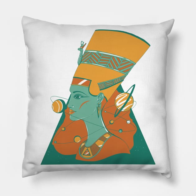 Mountain Green Nefertiti and The Stars Pillow by kenallouis