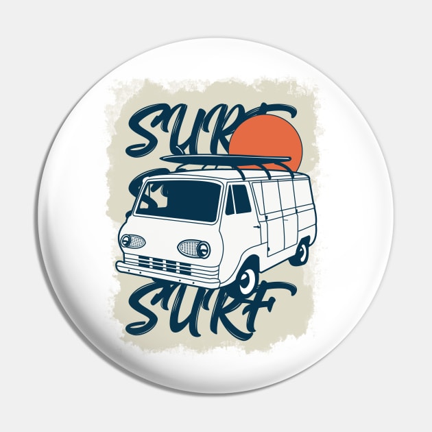 Vintage Surfer Van Design For Surfers And Adventurers Pin by StreetDesigns