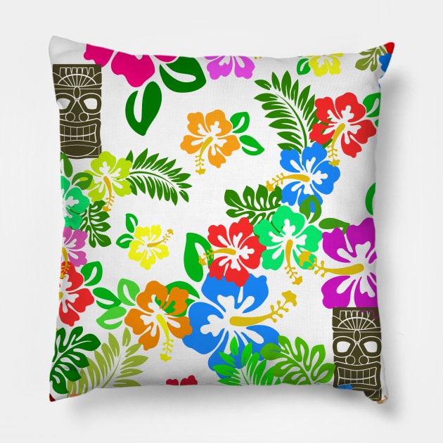 Hibiscus Tiki Pillow by masciajames