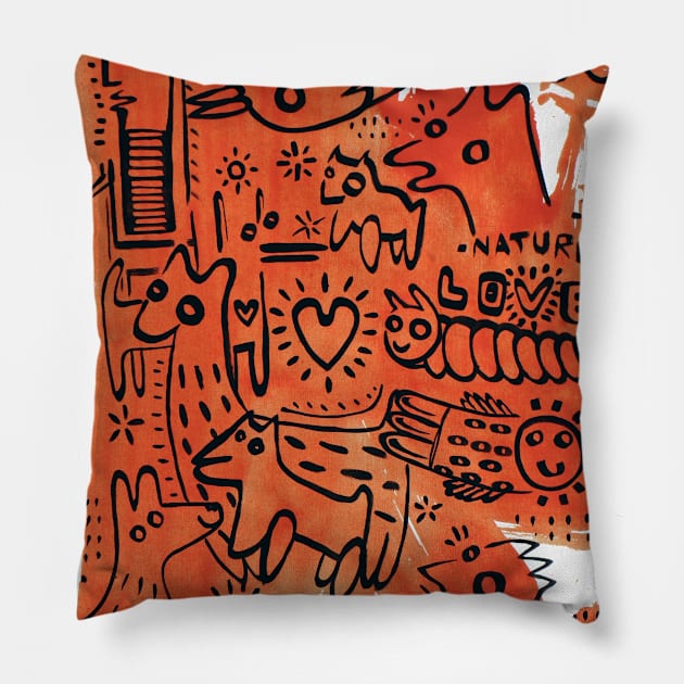 doodle Pillow by Angel Rivas