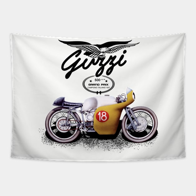 Vintage guzzi 1957 Motorcycle 500cc Championship Winning Racer by MotorManiac Tapestry by MotorManiac