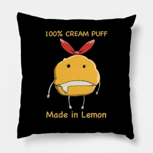 Mashle Anime 100% Made in Lemon Irvine Cream Puff Plush given to Mash Burnedead in episode 8 in Pop Art Style Yellow Text Pillow