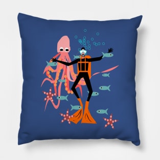 Scuba Diver, in an underwater playground! Pillow