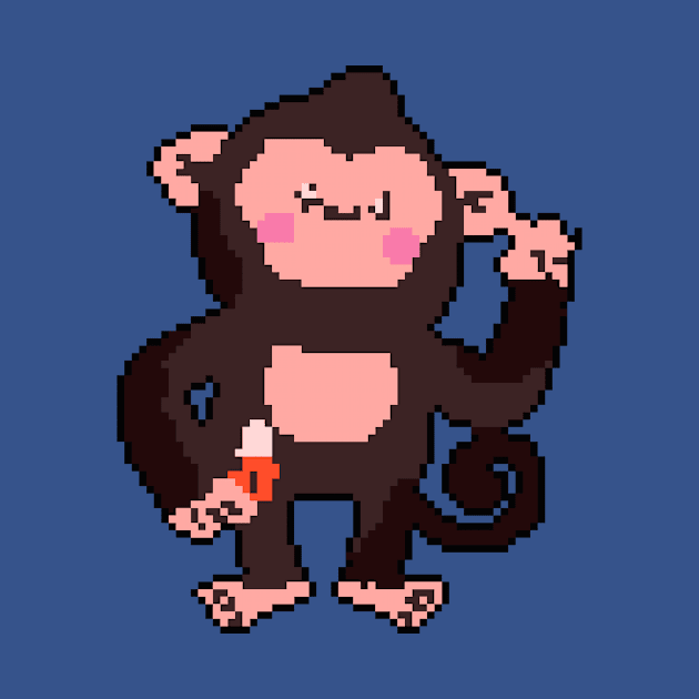 Curious Chimp: Pixelated Monkey Illustration for Stylish Clothing by Pixel.id