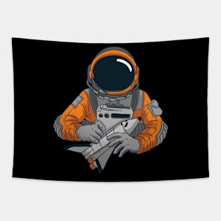 Funny Astronaut Space rocket in Aktion Tapestry