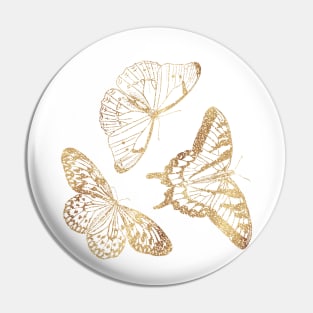 Elegant Gold Glitter Butterfly Pin