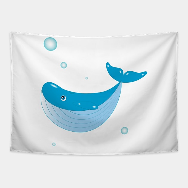 Happy balaenopteridae whale Tapestry by EvaMok88