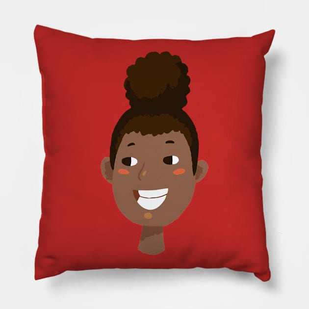 Cute black girl avatar Pillow by JunkyDotCom