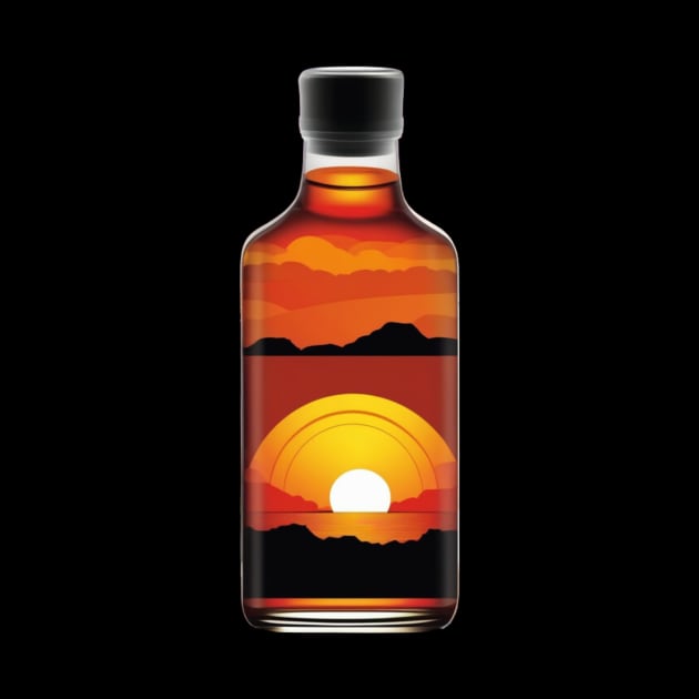 "Glowing Embers: A Bottle Glass Sunset" by abdellahyousra
