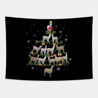 Cute Llama Christmas Tree Xmas Gift Tapestry