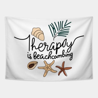 Therapy is Shell Collector Beachcombers - Beachcombing Seashell Collecting Tapestry