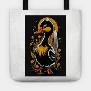 Black Goose with a knife Tote