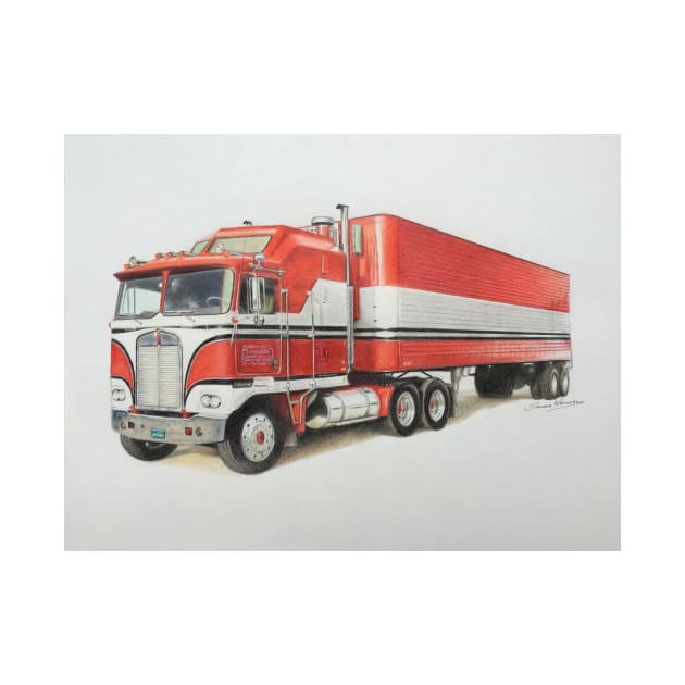 Kenworth Truck BJ & the Bear Pencil Drawing by Sandra Warmerdam