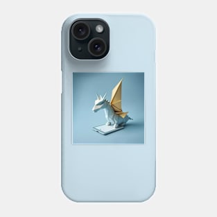 Nordic origami dragon sitting on the phone Phone Case