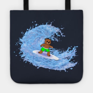 Teddy bear surfing Tote