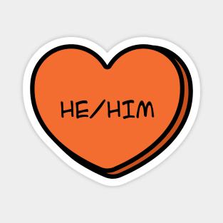 Pronoun He/Him Conversation Heart in Orange Magnet