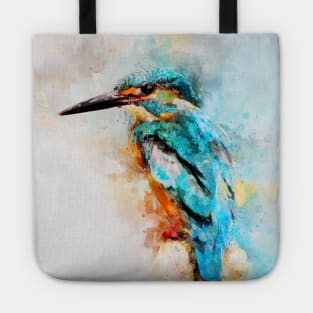 Dramabite Watercolor kingfisher bird artsy artistic painting wildlife Tote