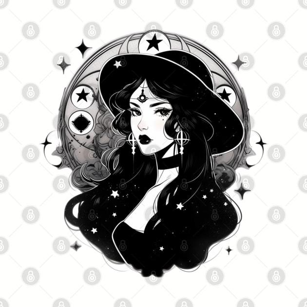 Black and White Witchy Girl by DarkSideRunners