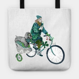 Girl with her poodle on tricycle Tote