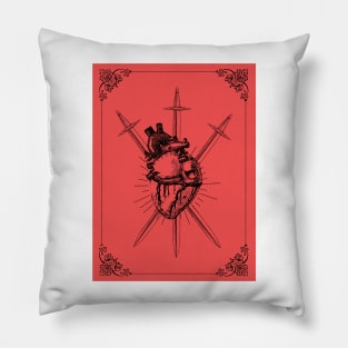 3 of swords tarot card Pillow