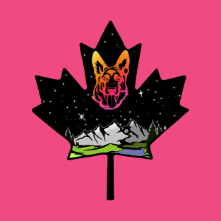 Canadian Maple Leaf German Shepherd - Pink/Orange T-Shirt