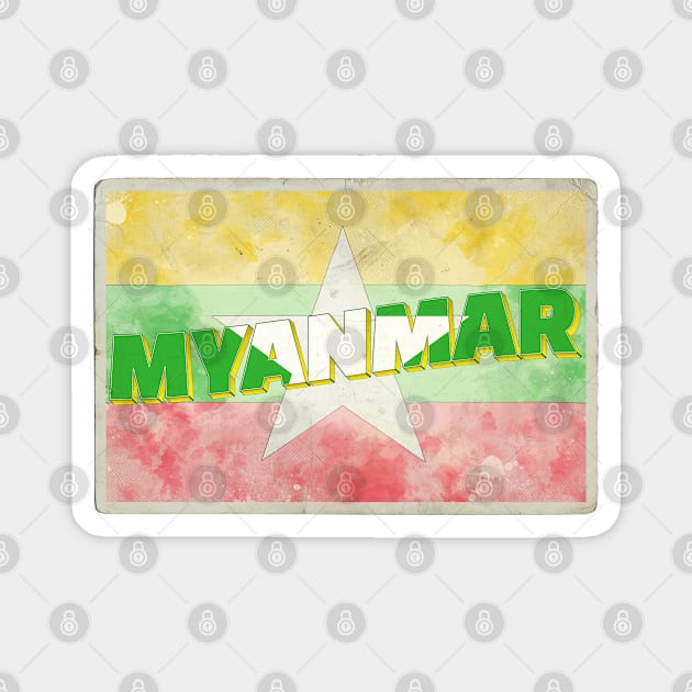 Myanmar Vintage style retro souvenir Magnet by DesignerPropo