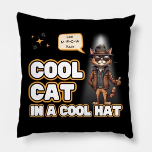 Cool Cat In A Cool Hat Pillow