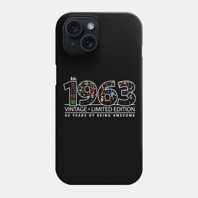 60 Years of Being Awesome 1963 Phone Case by PCStudio57