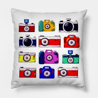 Colorful Retro Cameras Pillow