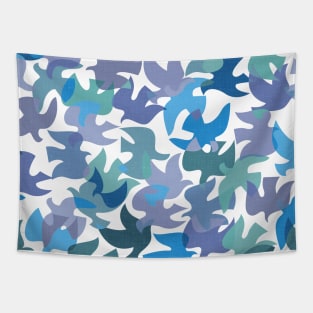 Modern Birds / Vintage Cut Outs in Lavender, Blue, Lilac, and Mint Green Shades Tapestry