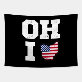 Ohio Map State USA Flag Tapestry