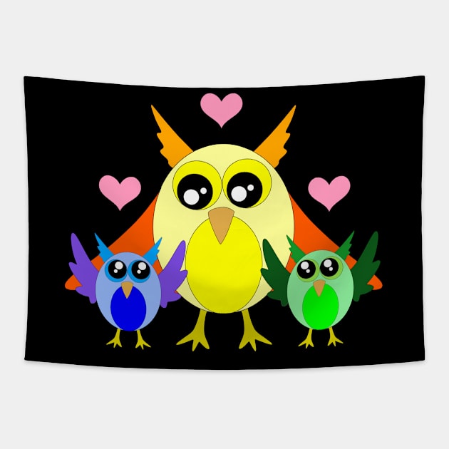 Owl family Tapestry by MelanieJeyakkumar