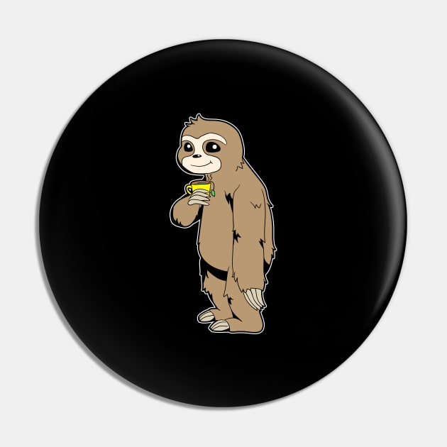 Sloth drinking cup of tea - Tea drinker Pin by Modern Medieval Design