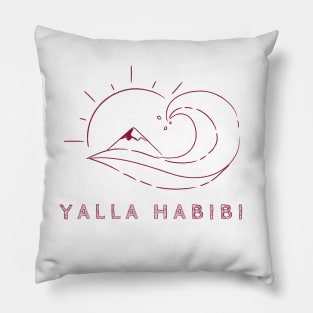 yalla habibi - maroon - wave, sun, surf, mountain Pillow