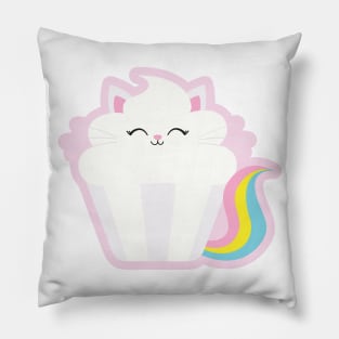 Magical Rainbow Cat Cupcake Pillow