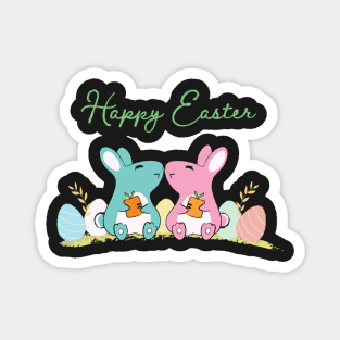 Happy Easter Twin Bunnies Magnet