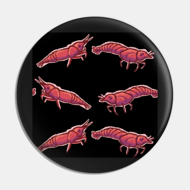 Cherry Shrimp - Red Shrimp Pattern Cute Nanofish Design Crustacean Pin by sheehanstudios
