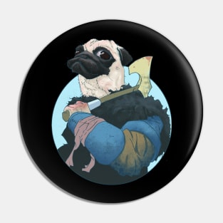 Viking Hunter Pug Dog with an Axe Pin