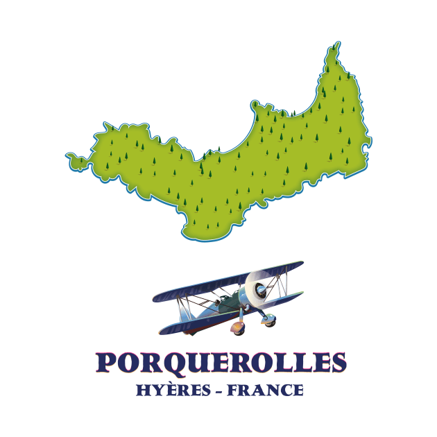 Porquerolles France island travel map by nickemporium1