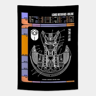 Library Computer Readout Showing Galactic Trader Starship Tapestry