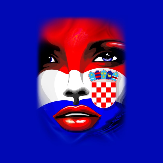 Croatia Flag Beautiful Girl Portrait by BluedarkArt