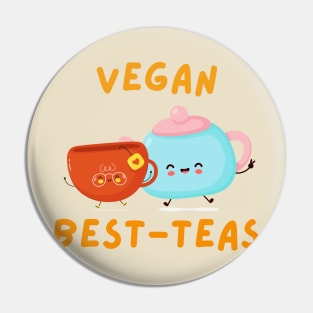 Bestie Tea Cute Vegan Pun Pin