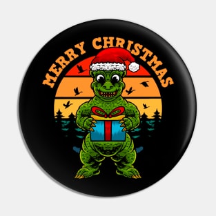 Merry christmas godzilla gift Pin