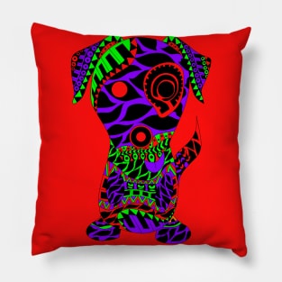 tribal dog with rasta tattoo ecopop Pillow