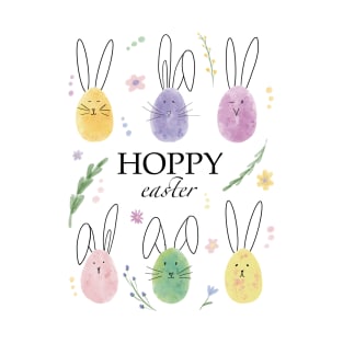 Hoppy Easter bunnies and flowers T-Shirt