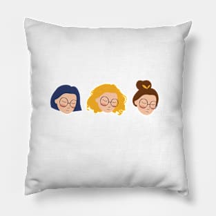 Cute three women with hipster hair Pillow