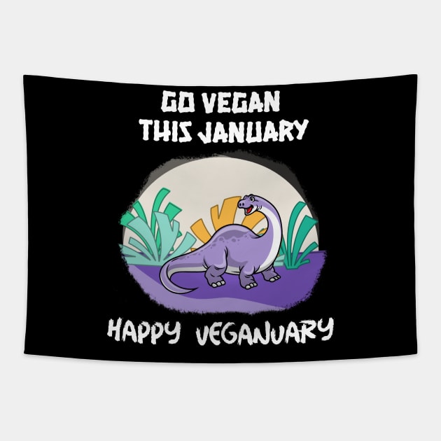 Go Vegan This January Happy Veganuary Tapestry by Science Puns